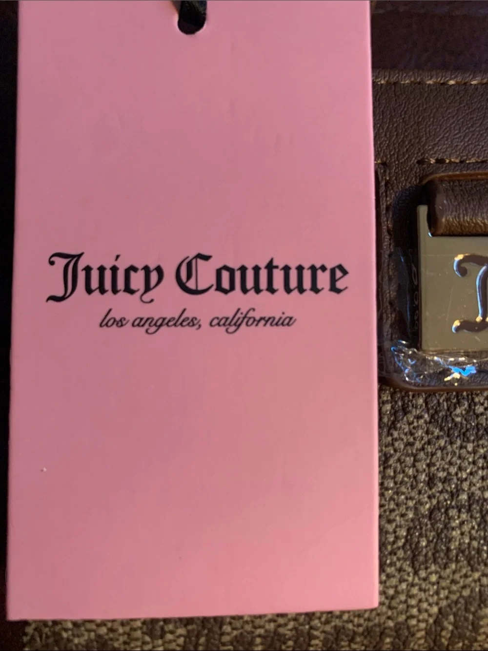 Juicy Couture Brown Monogram Zip Wallet with Gold Plaque - Picture 3 of 3